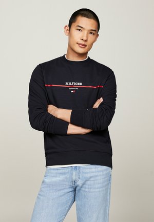 Tommy Hilfiger LOGO STRIPE CREW NECK  - Felpa - desert sky