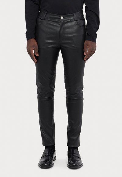 STUDIO ID LIAM TROUSER - Pantaloni de piele - black