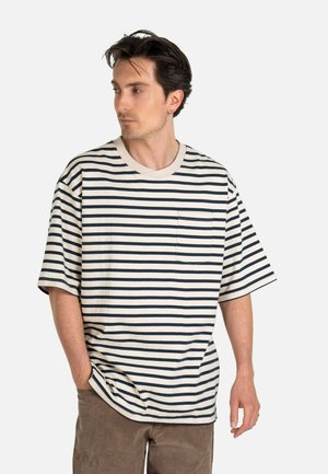 CROSS - Print T-shirt - offwhite navy
