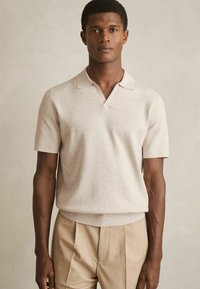 Reiss REGULAR FIT - TYNE OPEN COLLAR - Polosärk - oatmeal melange