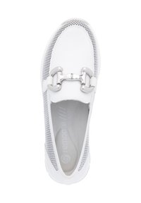 Hvide sneakers med en overdel i mesh, glatte læderdetaljer og en sølvmetal spænde. Blød indersål med mærkets logo trykt.