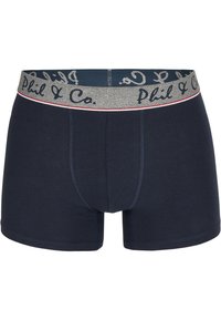 Pánské boxerky v námořnické modři z bavlny s přiléhavým střihem. Elastický pas s detailním stříbrným logem a červenými akcentními pruhy.