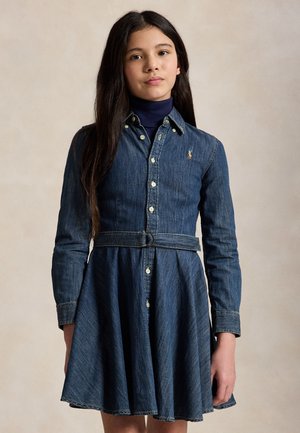 Polo Ralph Lauren BELTED COTTON DENIM SHIRTDRESS 7-14Y - Denimové šaty - indigo