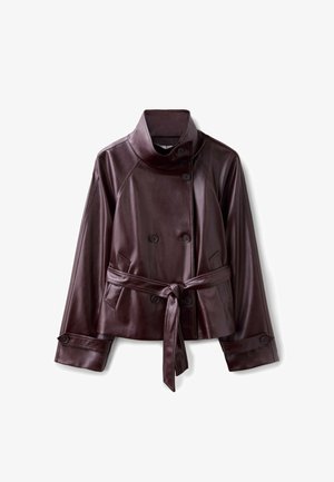 Stradivarius, HIGH NECK TRENCH COAT 01712855 - Imiteret læderjakke - purple