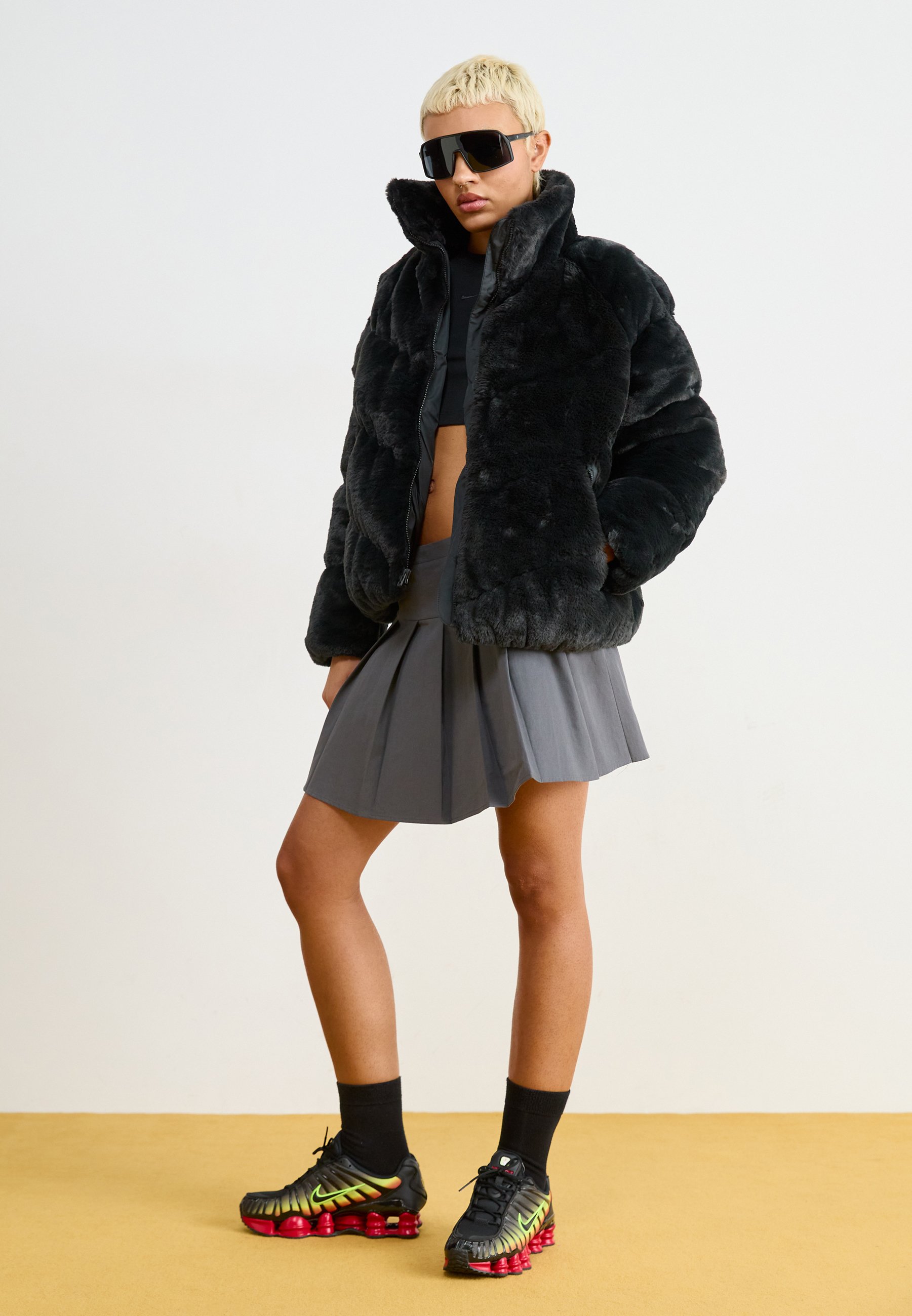 nike black fur jacket