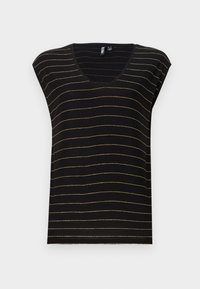 PCBILLO TEE STRIPES  - T-shirt con stampa - black/gold