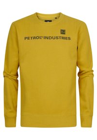 Geel sweatshirt van katoen, met een ronde hals, lange mouwen en een zwart "PETROL INDUSTRIES" graphic. Eenvoudig ontwerp in effen kleur.