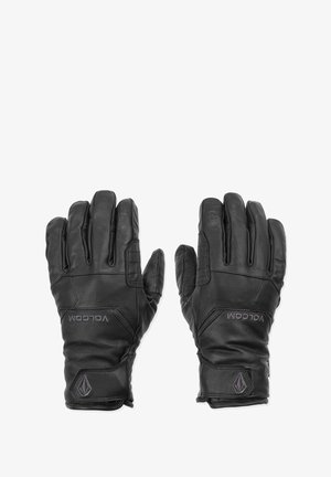 Gants en cuir noir avec des coutures renforcées, une finition texturée et un branding contrasté. Dotés d'un poignet ajustable pour un ajustement sécurisé.