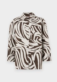 RAKENNE JOKURAITA - Bluza z gumbi - light beige/dark brown