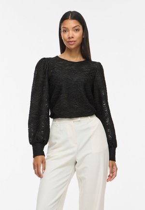 VILA VIFINA L/S O-NECK TOP - NOOS - Μπλούζα - black
