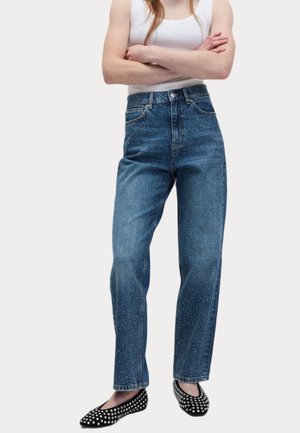 EMBELLISHED HIGH WAISTED  - Straight leg jeans - dark indigo