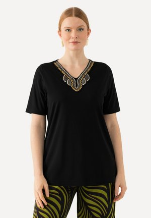 BEADED SHORT SLEEVE  - Printtipaita - black