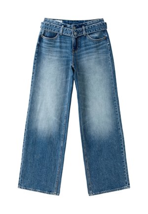Stradivarius, DOUBLE-WAIST WIDE-LEG JEANS - Wide Leg - mottled dark blue
