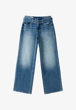 Stradivarius, DOUBLE-WAIST WIDE-LEG JEANS - Wide Leg - mottled dark blue