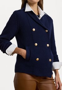 Lauren Ralph Lauren RIB KNIT DOUBLE BREASTED SWEATER JACKET - Bleizeris - refined navy