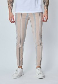 FRILIVIN À RAYURES - Pantalon classique - beige