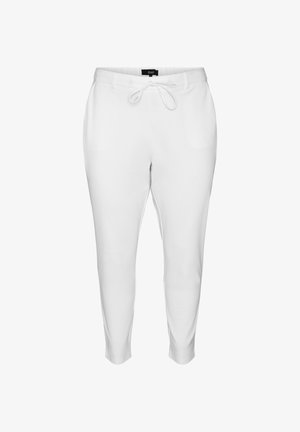 Weiße Slim-Fit-Hose mit Gürtelschlaufen und einem vorderen Kordelzug, am Knöchel gekürzt, mit dem Etikett Zizzi.