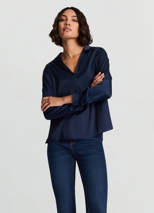 COLLETTO REVER - Blouse - blu notte
