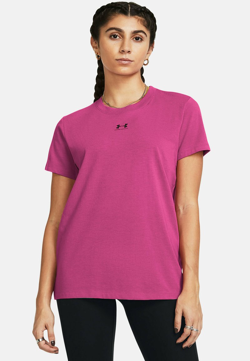 Under Armour RIVAL CORE - Camiseta básica - astro pink