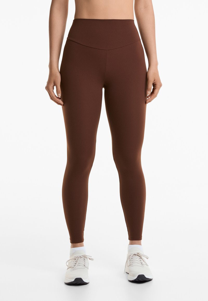 OYSHO - COMFORTLUX HIGH-RISE ANKLE LENGTH - Leggings - mottled brown, Extindeți