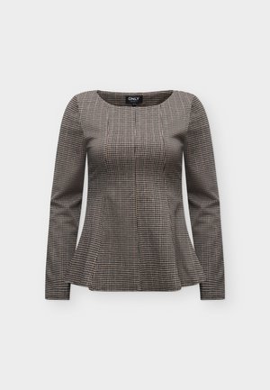 ONLY, ONLAZURA WAIST TOP - Blouse - white pepper/black fia