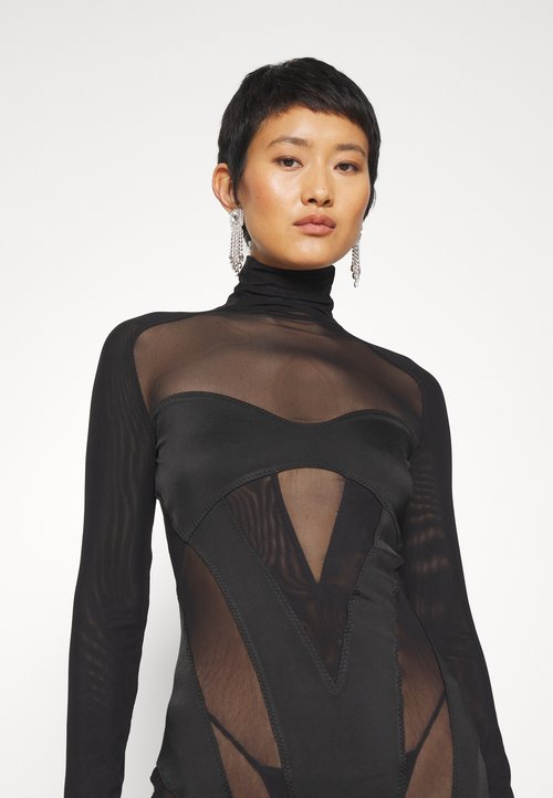Norma Kamali LONG SLEEVE TURTLENECK PICKLEBALL DRESS - Jerseykleid -  black/schwarz - Zalando