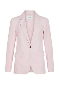 Blazer rose clair avec une coupe ajustée, des revers en encoche, une fermeture à un seul bouton et deux poches avant. Confectionné dans un tissu lisse.