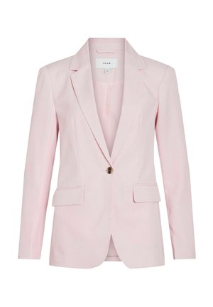 Blazer rose clair avec une coupe ajustée, des revers en encoche, une fermeture à un seul bouton et deux poches avant. Confectionné dans un tissu lisse.