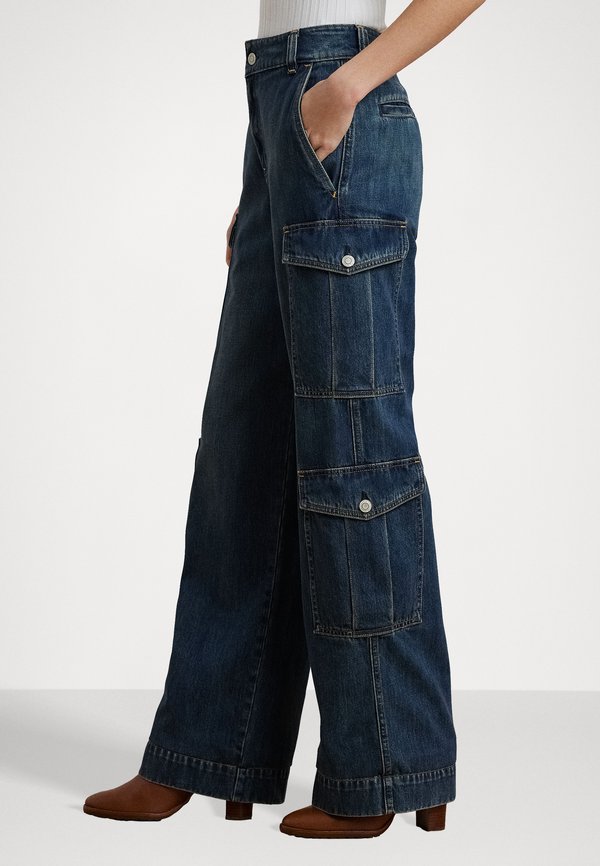 HIGH RISE WIDE LEG CARGO JEAN - Wide Leg - haze wash3