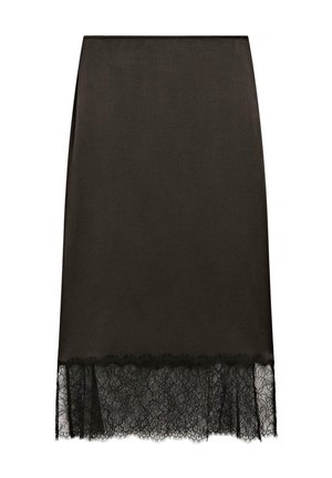 TRIMMED SLIP MIDI - A-snit nederdel - dark brown