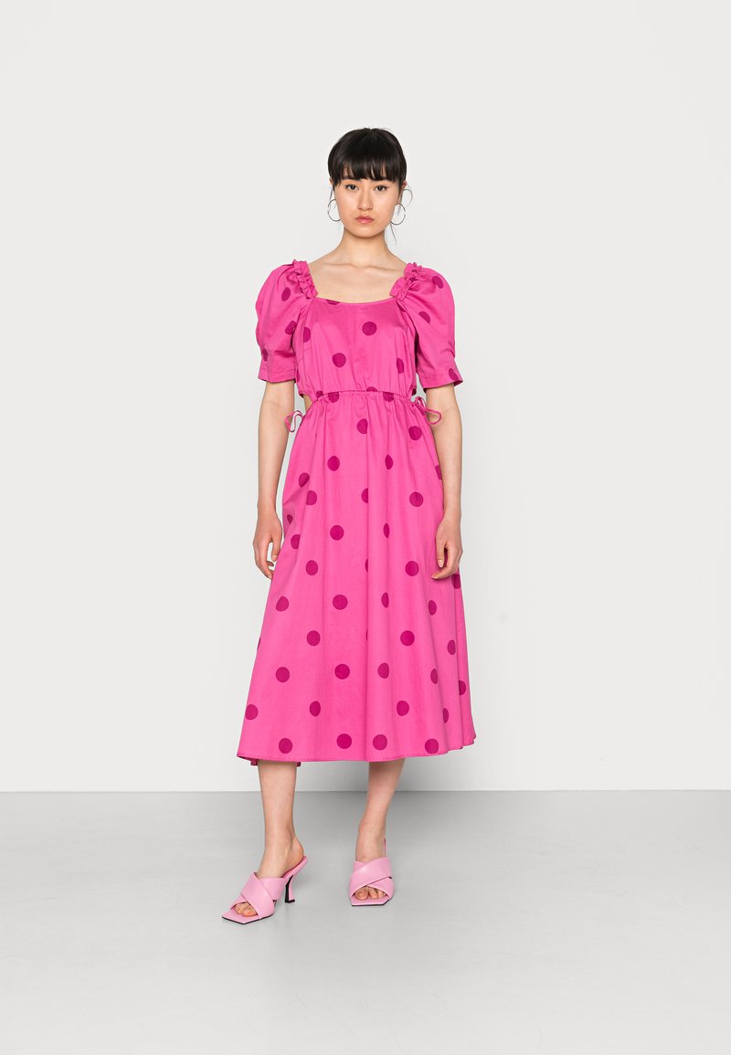 DOTTY SWEETHEART WOVEN MIDI DRESS