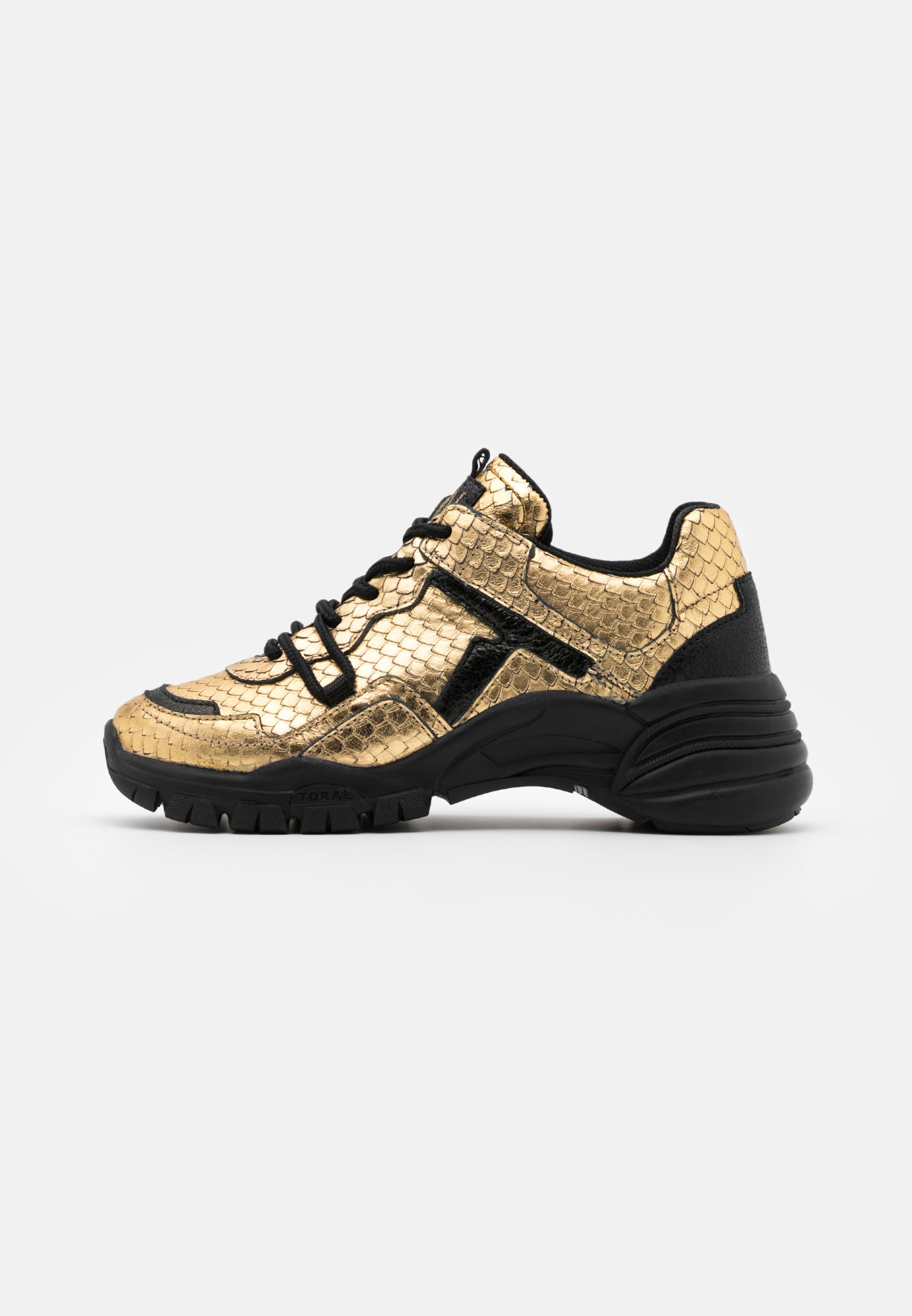 LEREN TORAL SNEAKERS WIT EN GOUDKLEURIG
