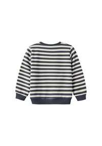 Sudadera de manga larga a rayas horizontales en azul marino y blanco, con puños, cuello y cinturilla de canalé.