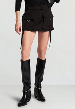 CON TASCHE - Minigonna - ultrablack