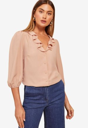 REGULAR FIT - 3/4 SLEEVE RUFFLE - Button-down blouse - blush pink