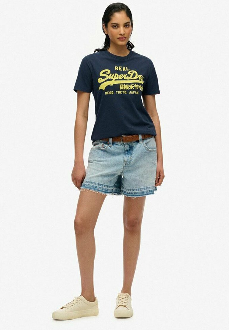 Superdry & Co VINTAGE LOGO NEON - Camiseta estampada - eclipse navy