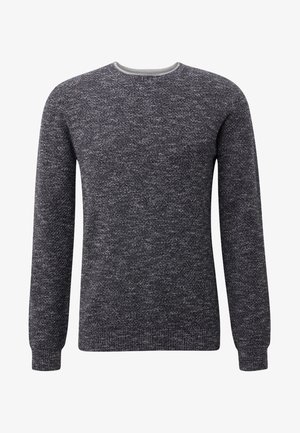 Tummanharmaa neulottu neulepaita, jossa pitkät hihat, pyöreä kaula-aukko ja teksturoitu pinta. Slim fit -malli, jossa on ribbineulotut hihansuut ja helma rakenteen lisäämiseksi.