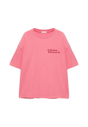 PULL&BEAR, OVERSIZE WITH SOHO STREET AND STAR GRAPHIC - T-SHIRT - T-Shirt print - pink