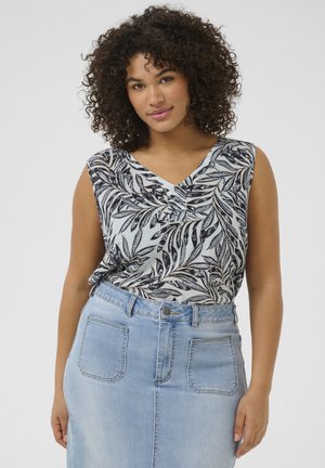 KCAMI - Top - blue leaf print