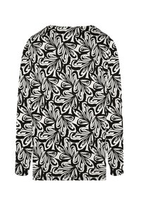 Langärmliges Hemd mit einem schwarz-weißen abstrakten Blumenmuster, aus weichem Stoff, mit lockerem Schnitt und rundem Ausschnitt.