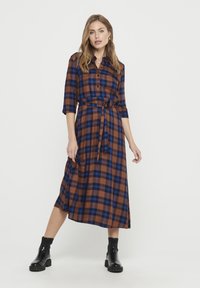 JDY JDYSTAY SHIRT DRESS - Skjortekjole - brown/blue