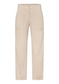 Beige wijde broek van lichtgewicht stof, met twee voorzakken en een vlakke voorkant, met een rechte snit.