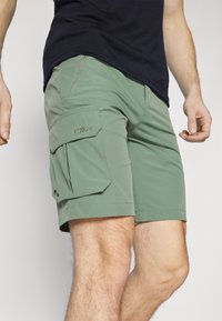 Grønne cargo shorts lavet af et let stof, med en sidelomme, rene linjer og en tætsiddende pasform. Taljen er let elastisk.
