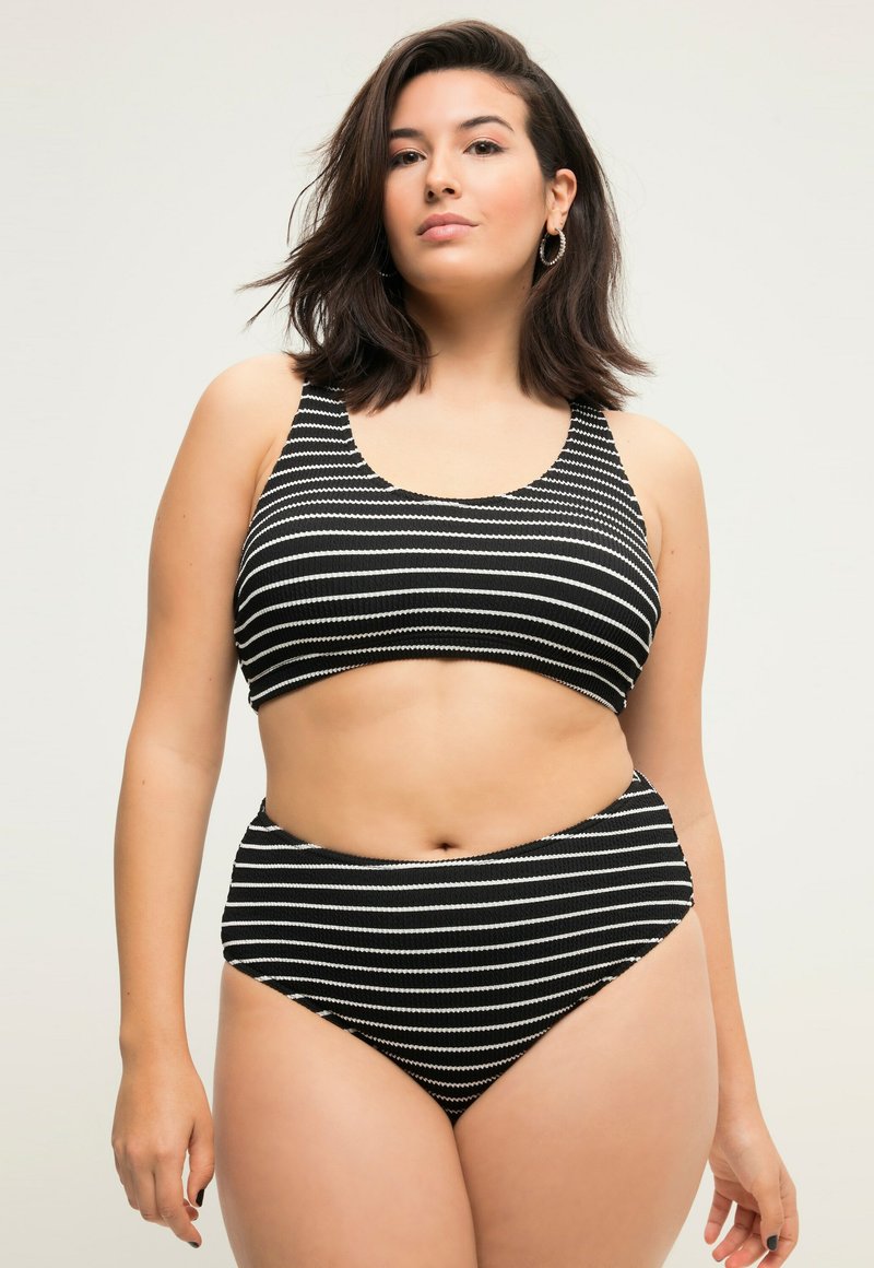 Studio Untold HIGH WAIST RINGEL STRETCH STRUKTUR - Bikinibroekje - black