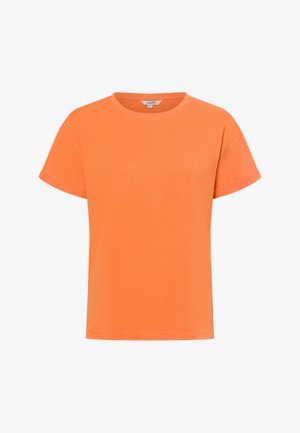 Short-sleeve, round-neck t-shirt in bright orange, made from soft fabric with a smooth texture and a relaxed fit. No notable patterns or accents.