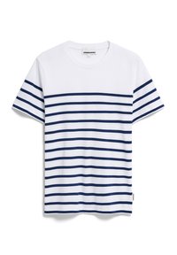 ARMEDANGELS AADROS STRIPES - T-Shirt print - white faded indigo