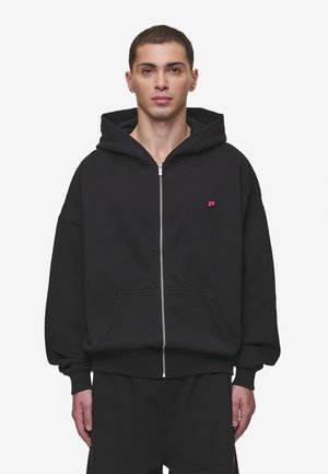 Pegador LEONO BOXY HOODIE - Mikina s kapucí - washed black/virtual pink gum