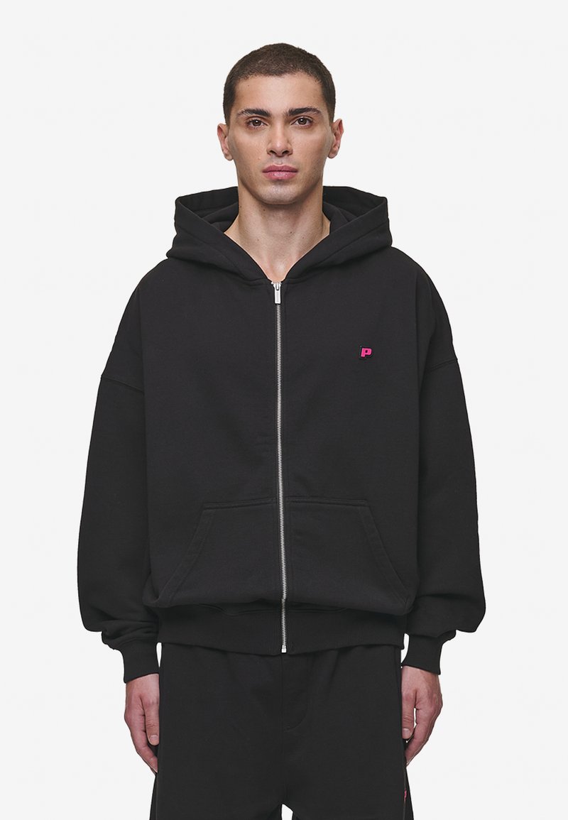 Pegador LEONO BOXY HOODIE - Camisola - washed black/virtual pink gum