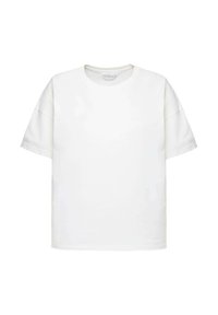 Witte katoenen T-shirt met een relaxte pasvorm, ronde hals en korte mouwen. Glad materiaal zonder zichtbare patronen of hardware.