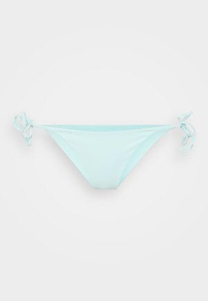 Lyseblå bikinitruse med sidesnøring, laget av glatt stoff. Har en minimalistisk design og vanlig kutt for en komfortabel passform.